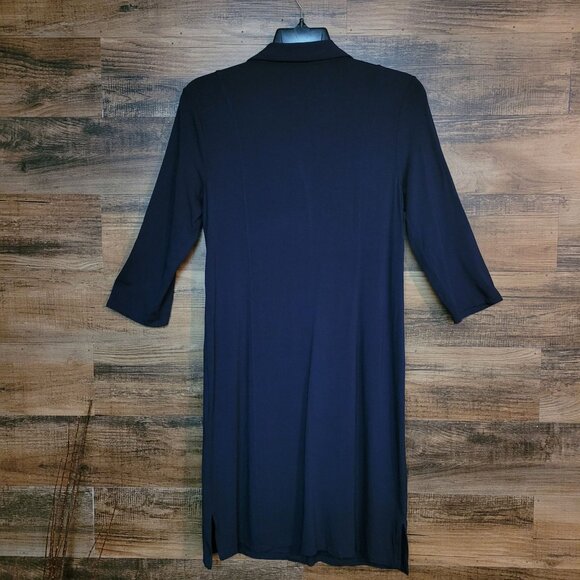 Brooks Brothers Shirt Dress M 3/4 Sleeve Snap Closure Pockets Tab Sleeve Stretch - Picture 4 of 11